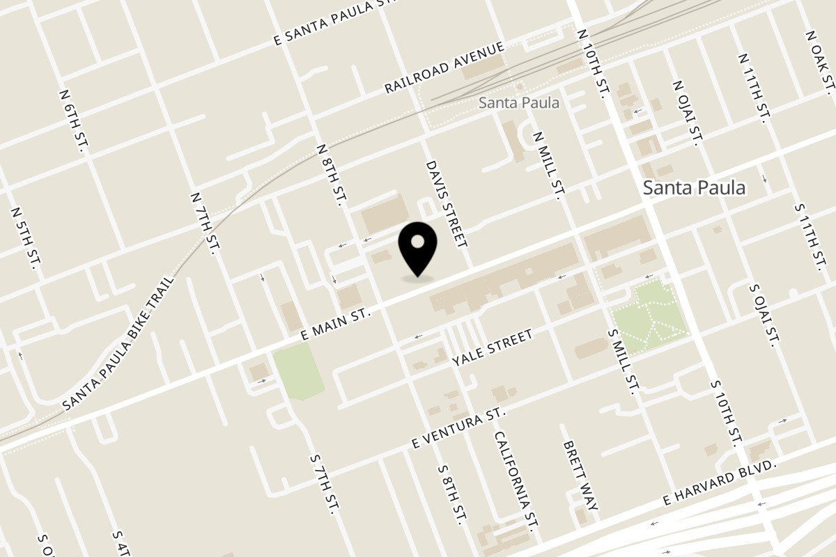 Map showing the location of El Capricho Restaurant on 827 E Main St in Santa Paula